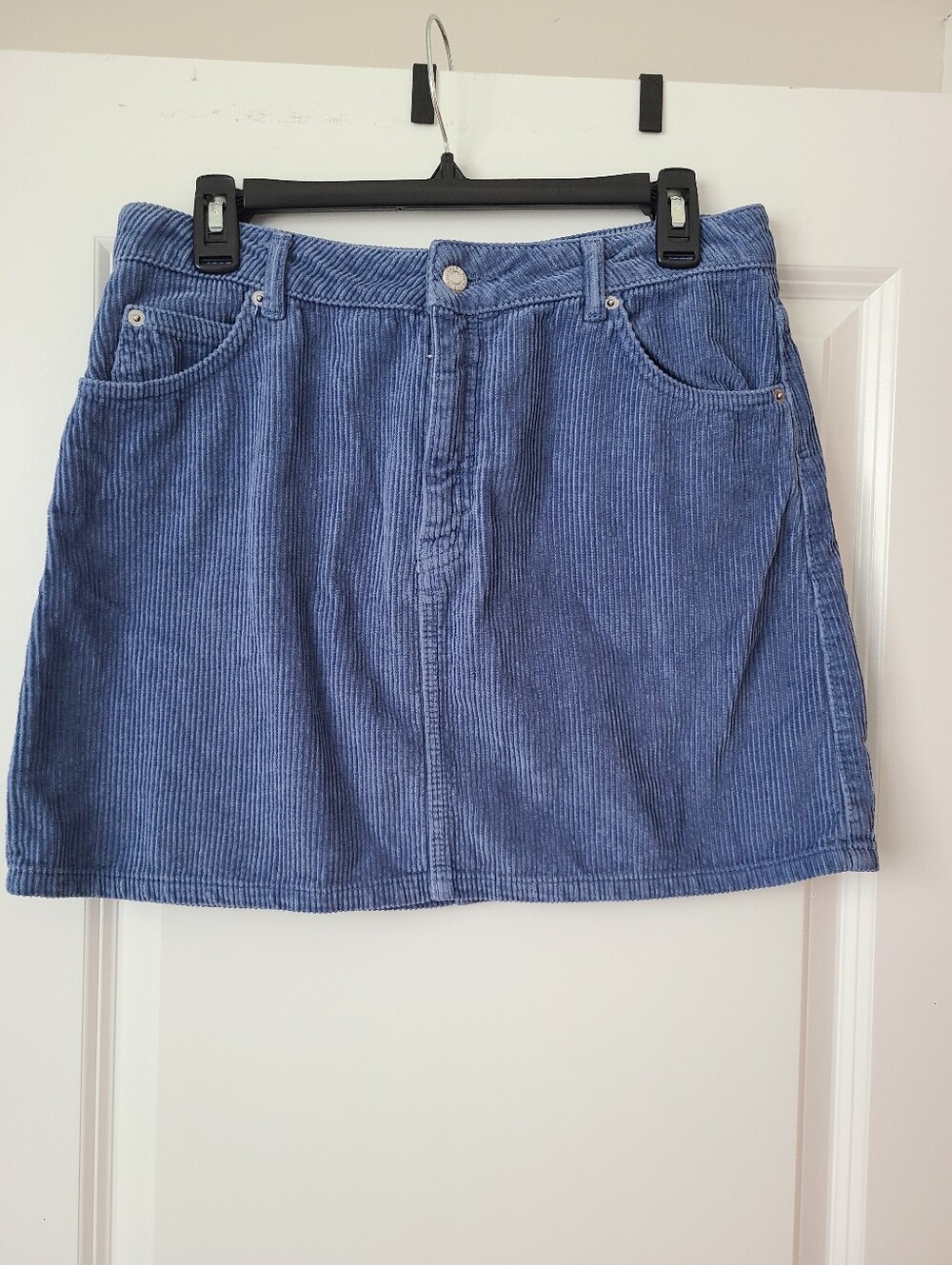 Topshop Blue Corduroy Mini Skirt
